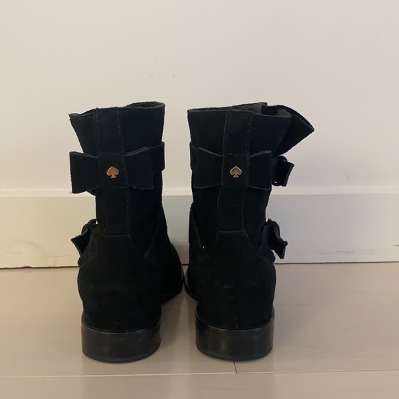 Kate spade suede booties w/double gold accent - Picture 2 of 6